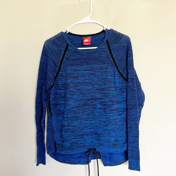 NIKE Blue Purple Long Sleeve Tech Knit Stretch Athetic Walk run top women size M - Picture 2 of 11